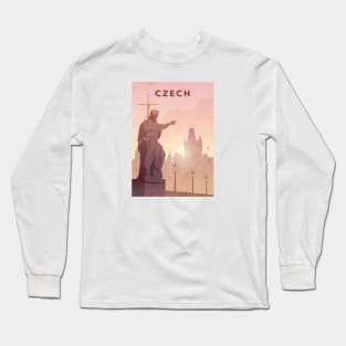 Czech. Retro travel poster Long Sleeve T-Shirt